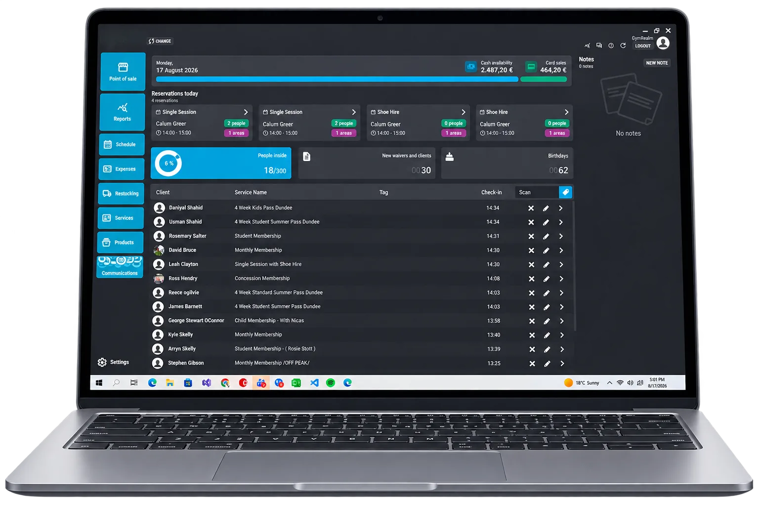 Panel de GymRealm