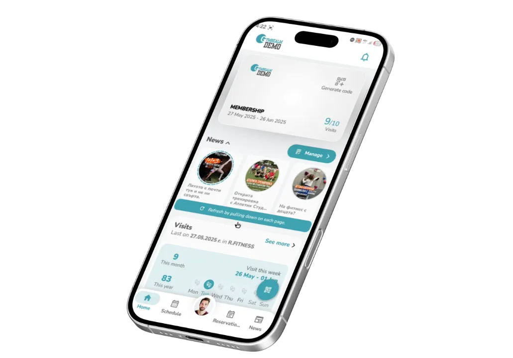 Pantalla de la app con el estado de la membresía y los pagos